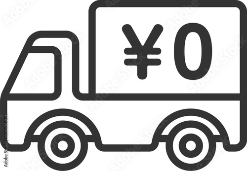 送料無用（¥0）のトラックのアイコン（線画）のイラスト