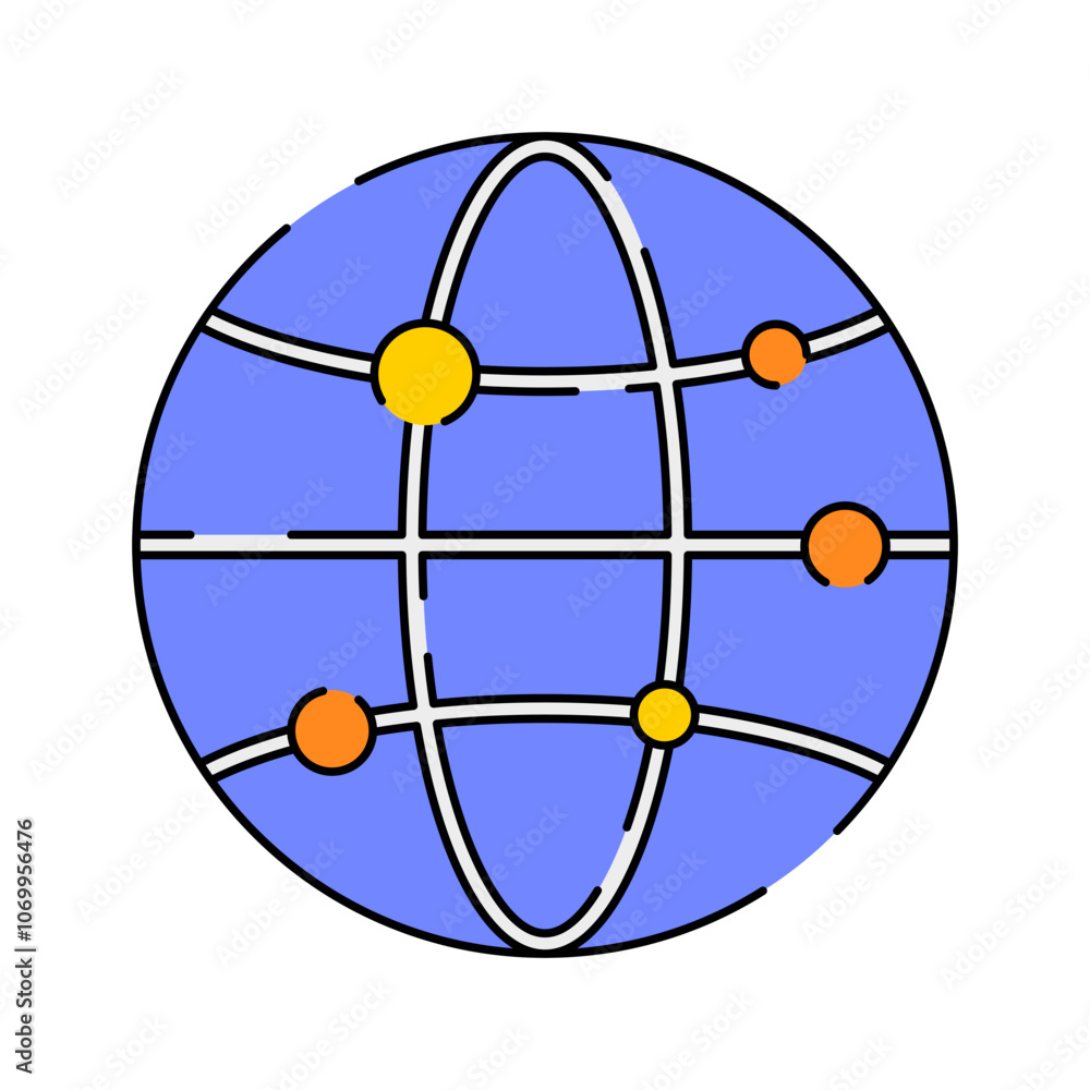 Global network Icon Illustration with bright colour palette in flat design style for Business and Office theme design. Global network Icon Illustration with bright colour palette in flat design style for Business and Office theme design.