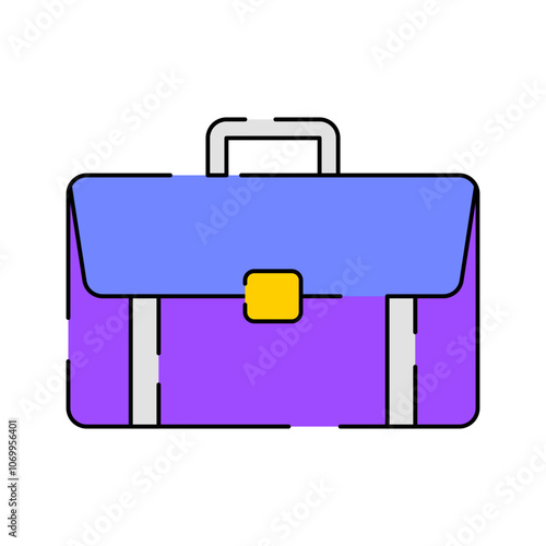 Briefcase Icon Illustration with bright colour palette in flat design style for Business and Office theme design.