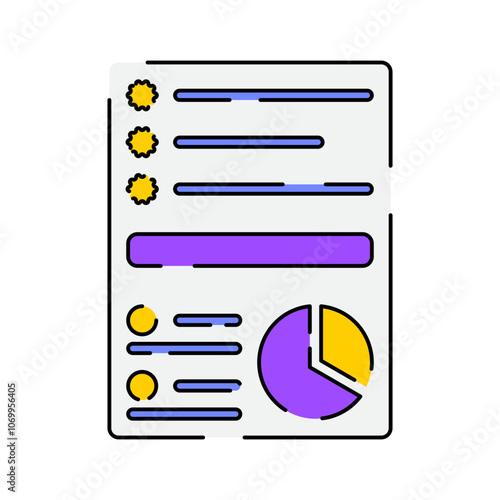 Task list Icon Illustration with bright colour palette in flat design style for Business and Office theme design.