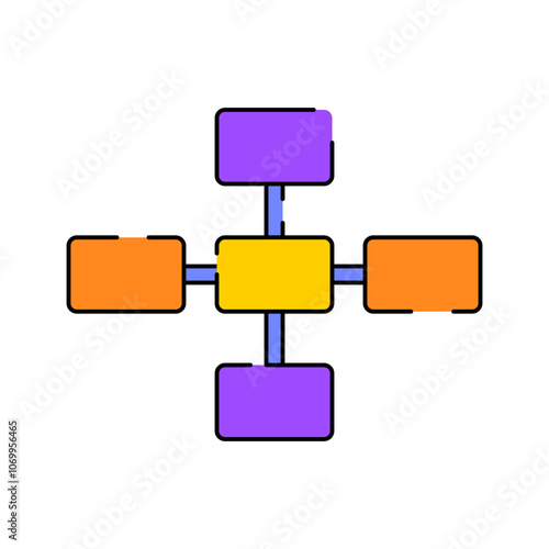 Flowchart Icon Illustration with bright colour palette in flat design style for Business and Office theme design.