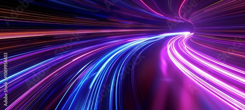 "Blue and Purple Light Speed Adventure in 3D"