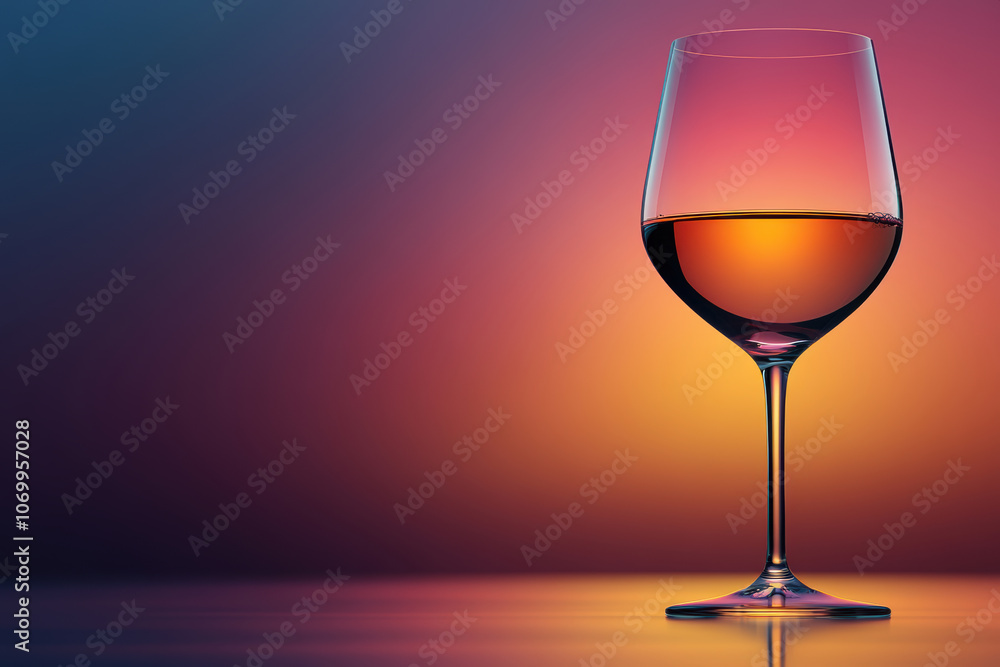 glass of chilled rose wine with bubbles rising, set against vibrant gradient background. warm hues create relaxing atmosphere, perfect for enjoying drink glass of chilled rose wine with bubbles rising, set against vibrant gradient background. warm hues create relaxing atmosphere, perfect for enjoying drink