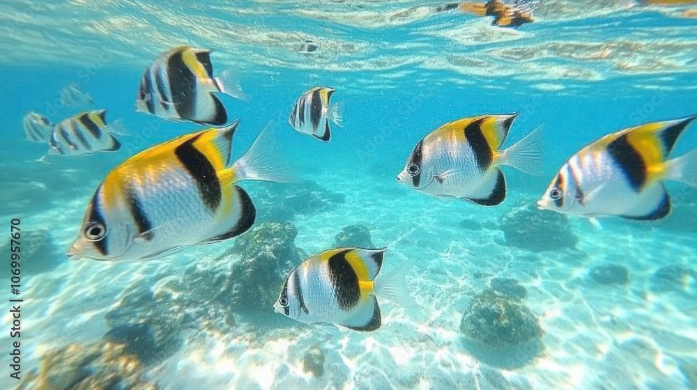 Tropical Fish Swimming in Crystal Clear Water Tropical Fish Swimming in Crystal Clear Water