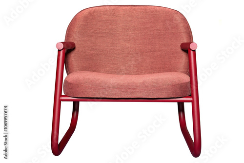 Obraz na płótnie Stylish modern chair with a vibrant red frame and plush seating designed for contemporary interiors. w salonie