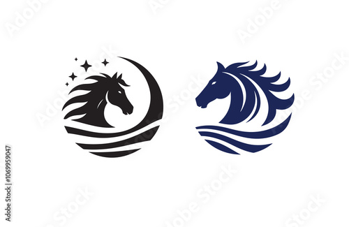 horse silhouette vector outline logo design