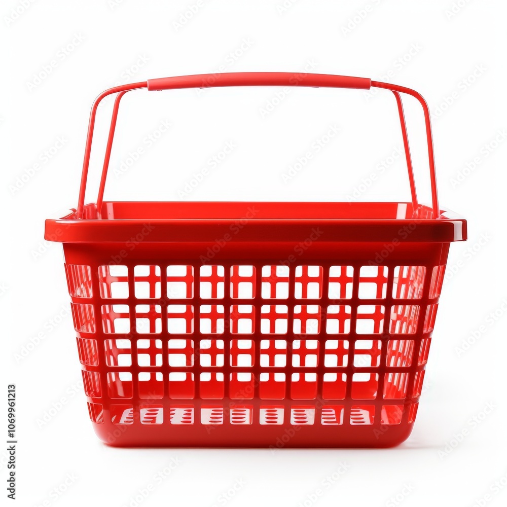 an empty red shopping basket isolated on white background an empty red shopping basket isolated on white background