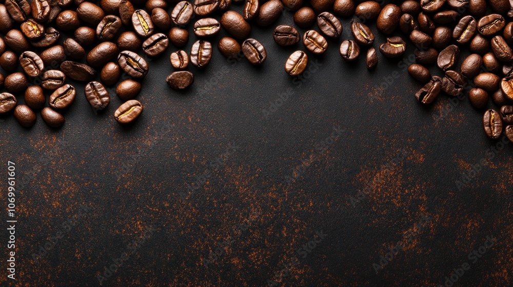 A close-up view of coffee beans on a dark surface, highlighting their texture and color. A close-up view of coffee beans on a dark surface, highlighting their texture and color.