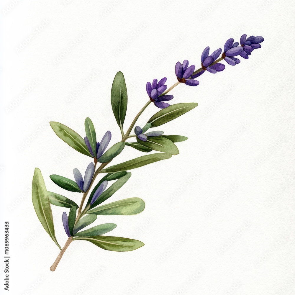 Soft Lavender Watercolor Sprig Illustration Soft Lavender Watercolor Sprig Illustration