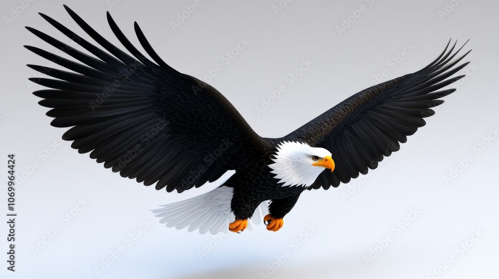 Fototapeta premium Majestic Bald Eagle in Flight Wildlife Photography Bird Image