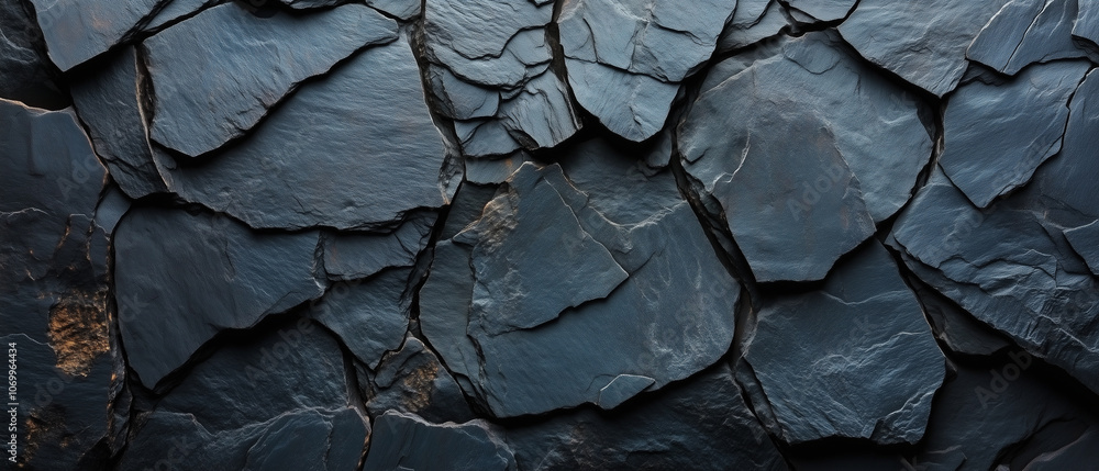 A Textured Wall of Dark Grey Slate Stone. A Textured Wall of Dark Grey Slate Stone.