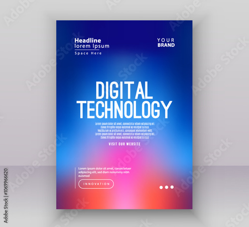 Poster brochure cover banner presentation layout template, Technology digital futuristic internet network blue purple gradient background, Abstract cyber future tech, Ai big data business vector