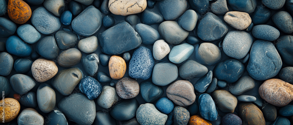 Smooth, Rounded Stones On A Beach In The Sunlight. Smooth, Rounded Stones On A Beach In The Sunlight.