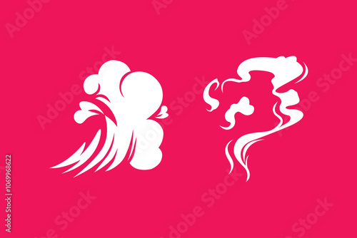 Cartoon smoke clouds. Comic smoke flows, dust, smog and smoke steaming cloud silhouettes illustration set. Wind silhouette steaming, smoke explosion, comic cloud collection