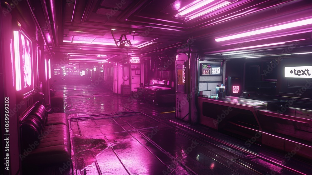 Cyberpunk Corridor Neon Lights Futuristic Bar Sci Fi Interior Cyberpunk Corridor Neon Lights Futuristic Bar Sci Fi Interior