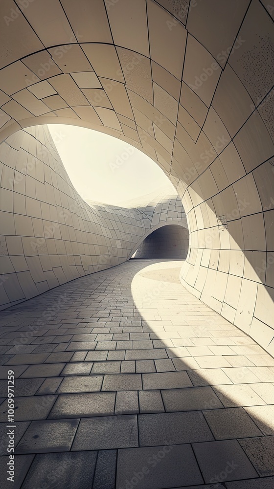 Obraz premium Modern Architectural Design: Curved Walls and Geometric Shapes