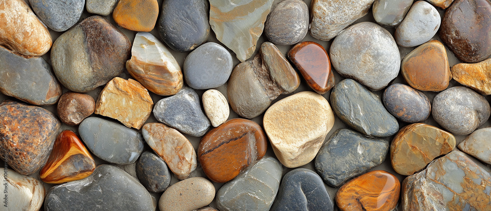 Smooth River Stones, A Natural Mosaic of Textures. Smooth River Stones, A Natural Mosaic of Textures.