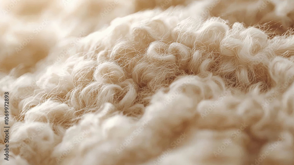 Soft and fluffy texture of natural wool fibers illuminated by warm sunlight Soft and fluffy texture of natural wool fibers illuminated by warm sunlight