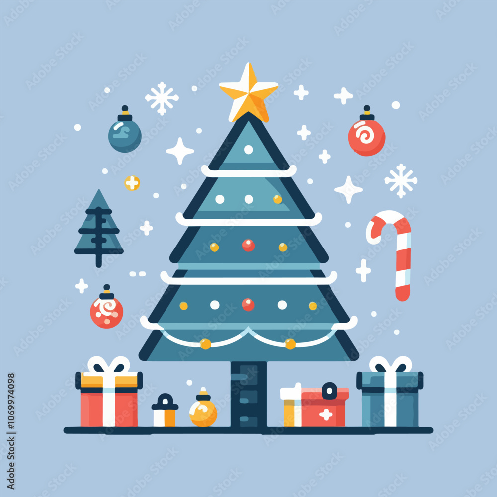 Fototapeta premium Christmas Tree and Gift Box