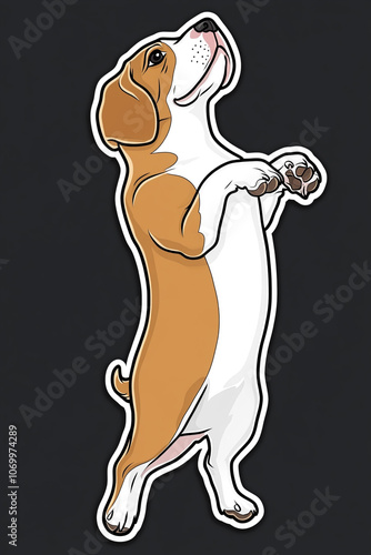 Cartoon Sticker Petit Basset Griffon Vendeen Dog - Cute and Playful Dog Breed Illustration for Stickers and Prints photo