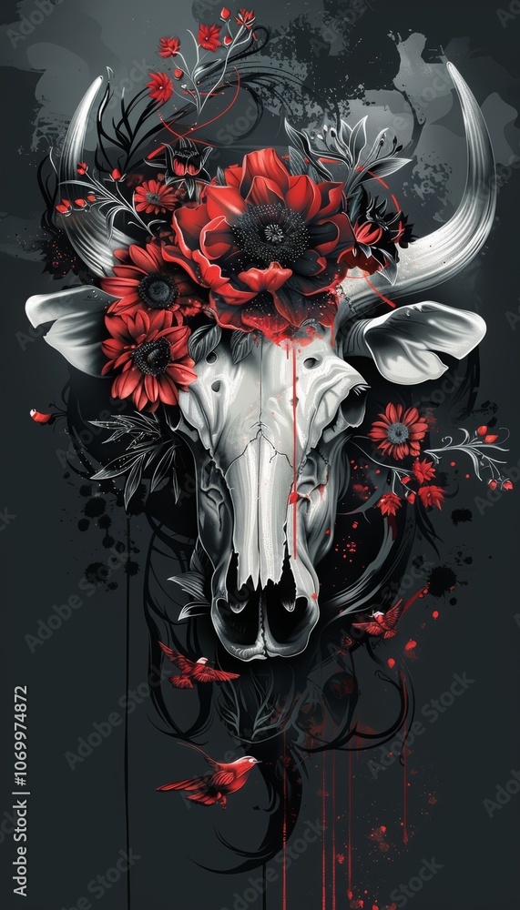Scull dark fantasy illustration, AI generated Scull dark fantasy illustration, AI generated