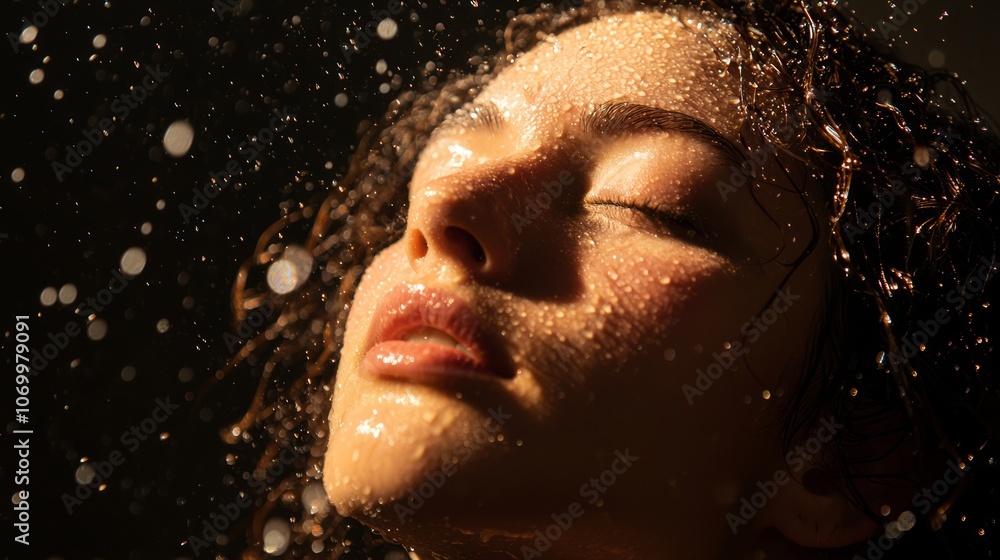 Emotional Portrait of a Woman in the Rain - Capturing Resilience and Vulnerability Through Moody Lighting and Falling Droplets Emotional Portrait of a Woman in the Rain - Capturing Resilience and Vulnerability Through Moody Lighting and Falling Droplets