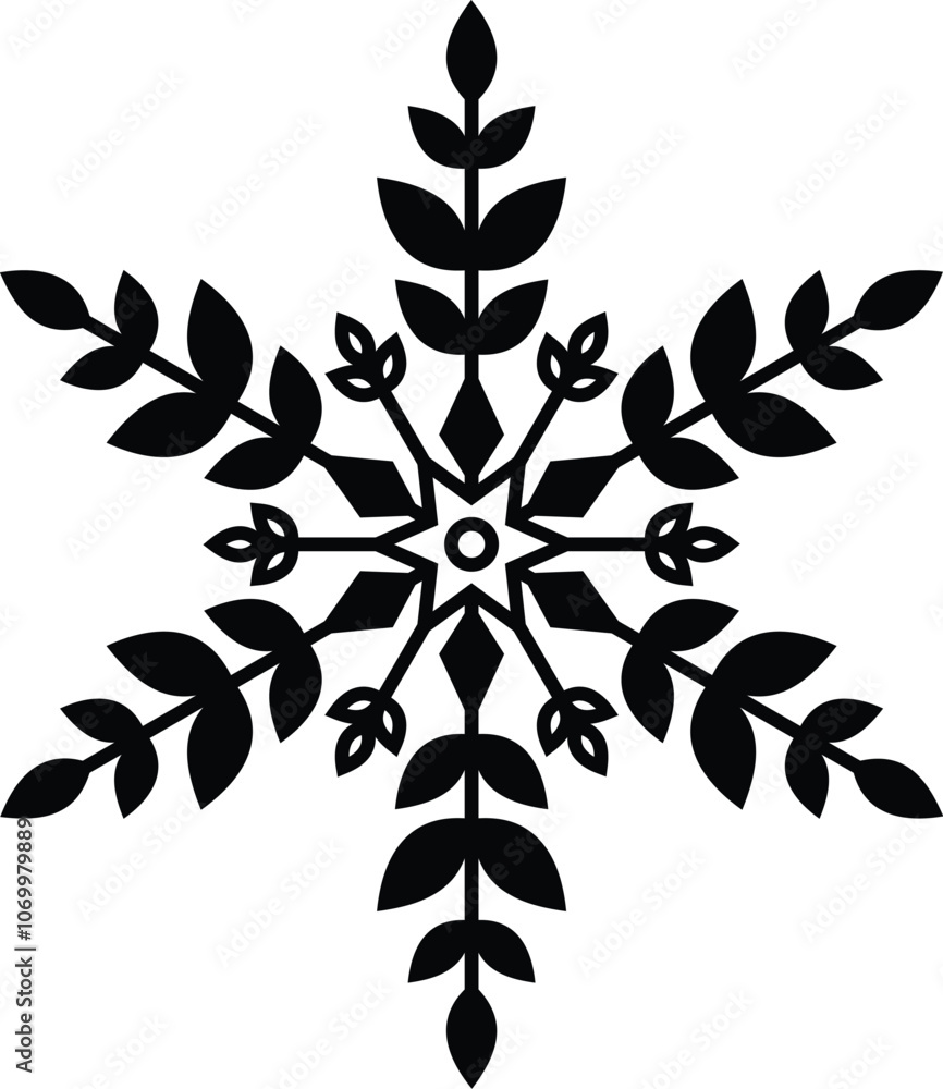 custom made wallpaper toronto digitalSnowflake design for Christmas. Polygonal pattern in black color.