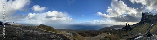 Panoramic view of Old Man of Storr, Isle of Skye.