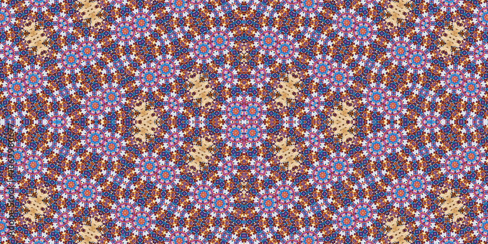 Fototapeta premium Seamless kaleidoscope pattern. The texture of the woven pattern. Endless pattern