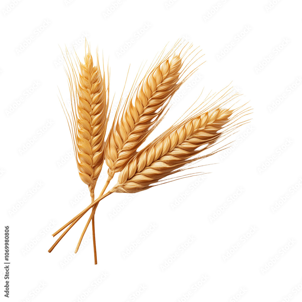 Fresh Wheat branch on transparent background