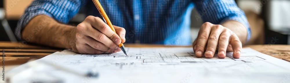 Man deep in thought, sketching an illustration on paper with pencil, detailed artistic expression Man deep in thought, sketching an illustration on paper with pencil, detailed artistic expression