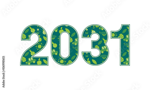 New year with green energy eco Futuristic sustainable background concept