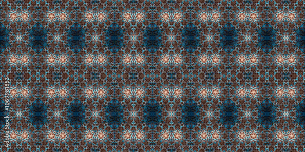 Fototapeta premium Seamless kaleidoscope pattern. The texture of the woven pattern. Endless pattern