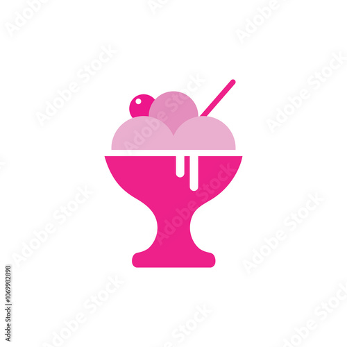 Ice Cream Sundae icon illustration flat