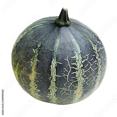 Crenshaw Melon isolated on white background, close up photo