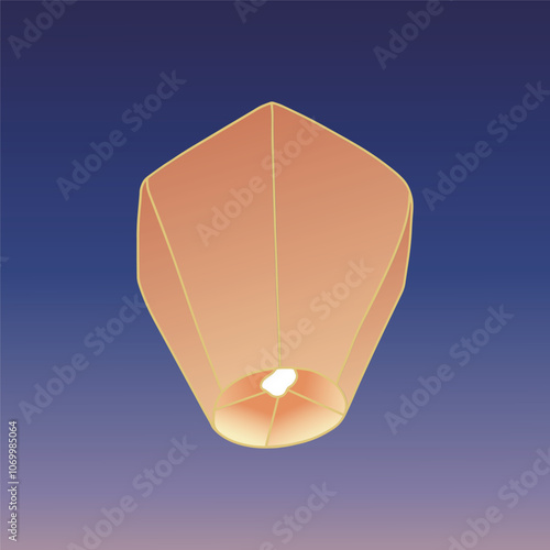 Chinese traditional sky lantern illustration. Traditional Chinese festival lanterns.