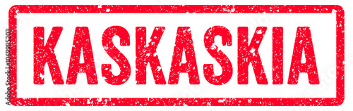 Kaskaskia Stamp Transparent Seal, Red Grunge Kaskaskia Word Rubber Stamp Seal USA City Name Typography Signboard Text Effect photo