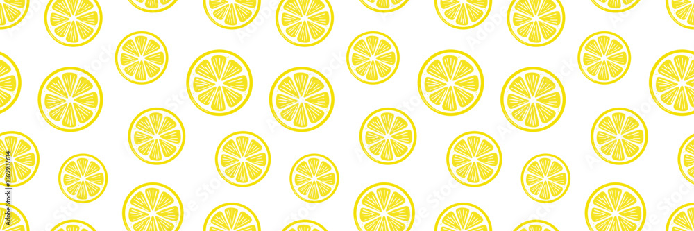 Lemon slices vector banner, seamless repeating citrus fruit pattern design, fresh summer cover template Lemon slices vector banner, seamless repeating citrus fruit pattern design, fresh summer cover template