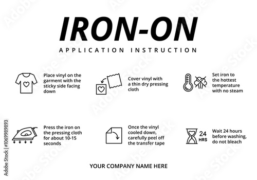 Iron-on application instruction design template