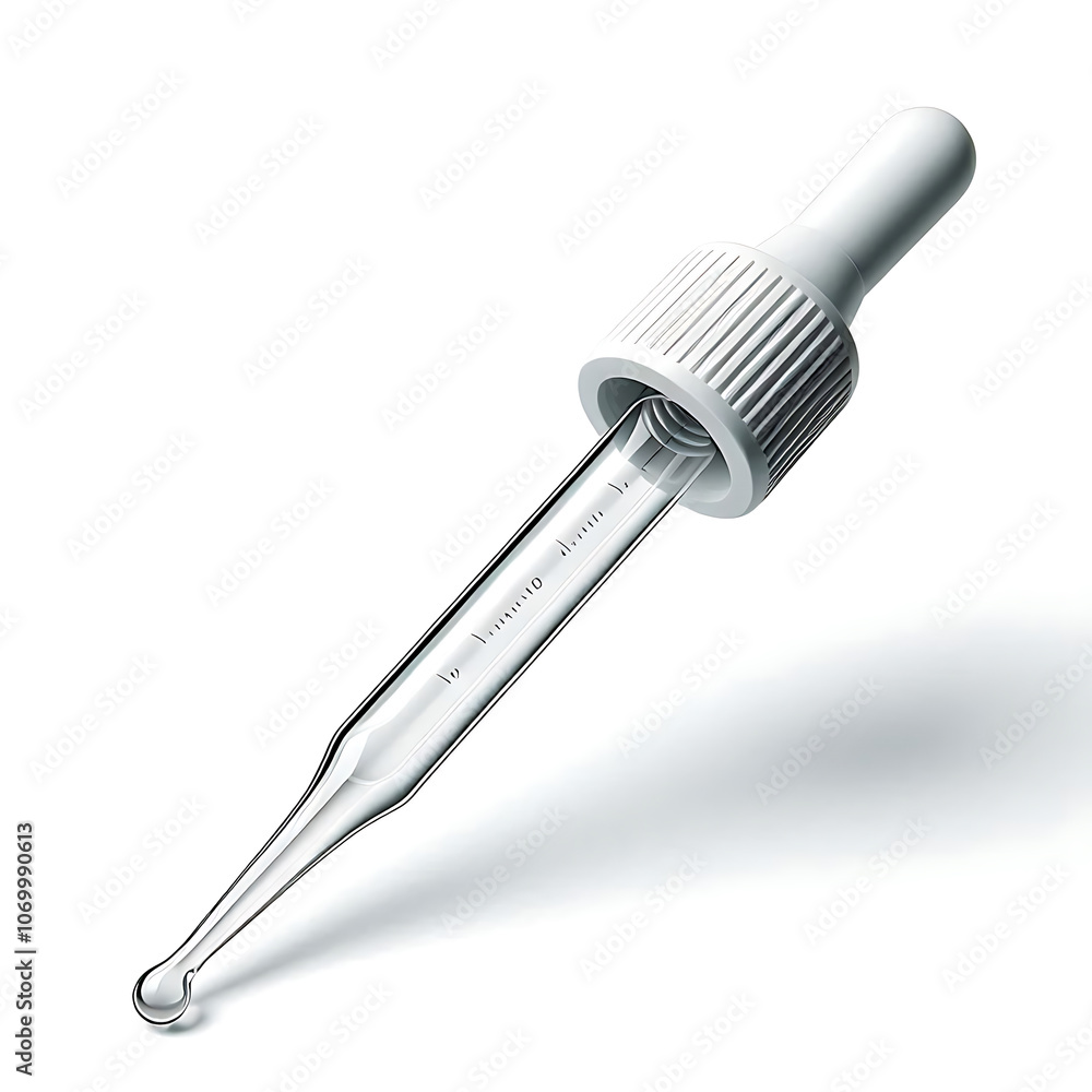 Close-Up of a Transparent Glass Dropper with White Cap. generator AI Close-Up of a Transparent Glass Dropper with White Cap. generator AI