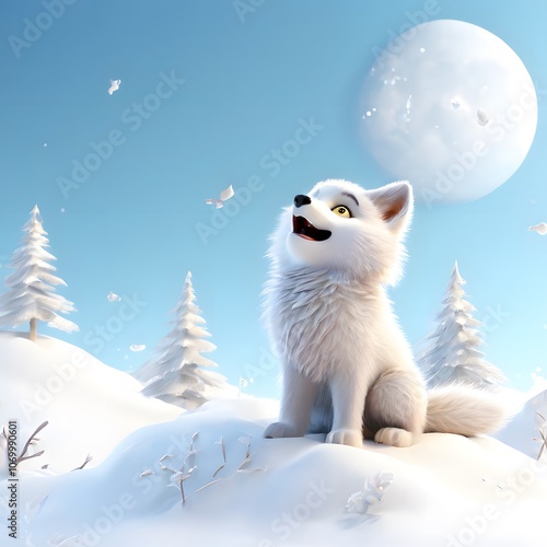 A beautiful cute animal for children story concept on a white background