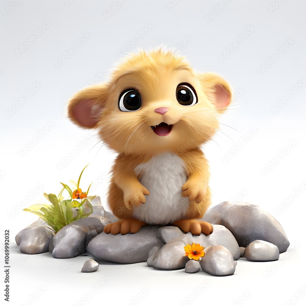 Fototapeta premium A beautiful cute animal for children story concept on a white background