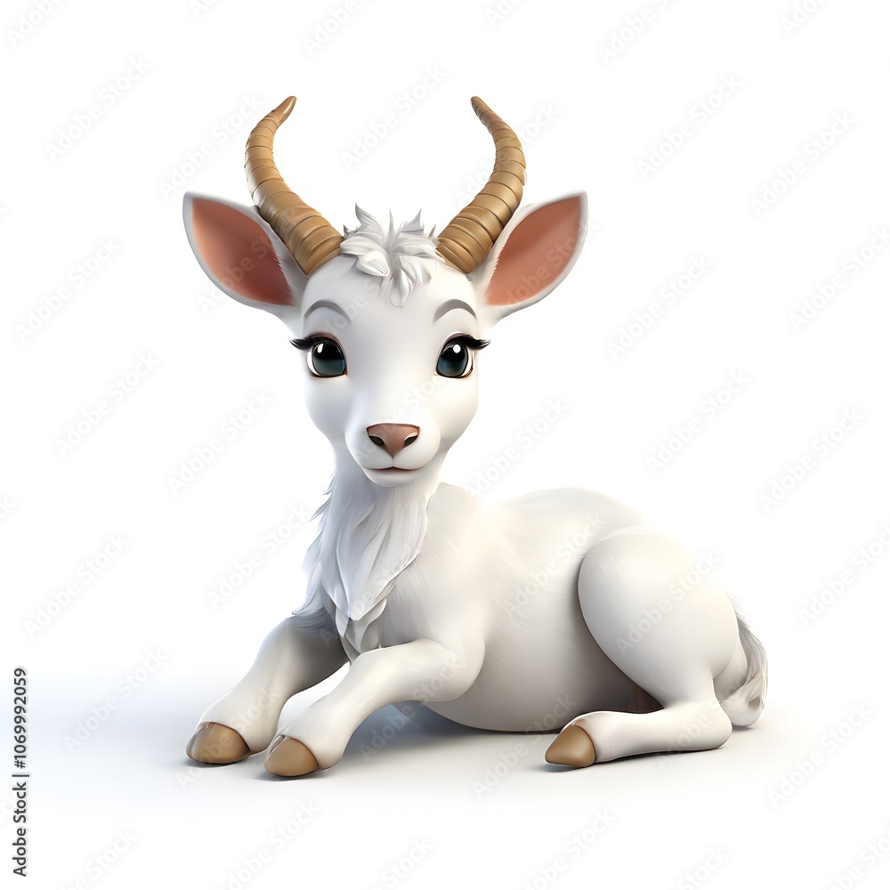 A beautiful cute animal for children story concept on a white background A beautiful cute animal for children story concept on a white background