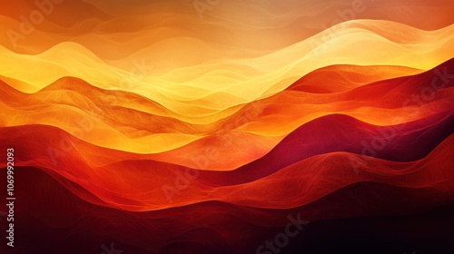 Abstract background with warm colors and wavy lines.