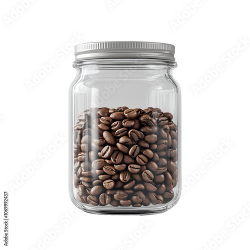 beans in a jar on transparent background