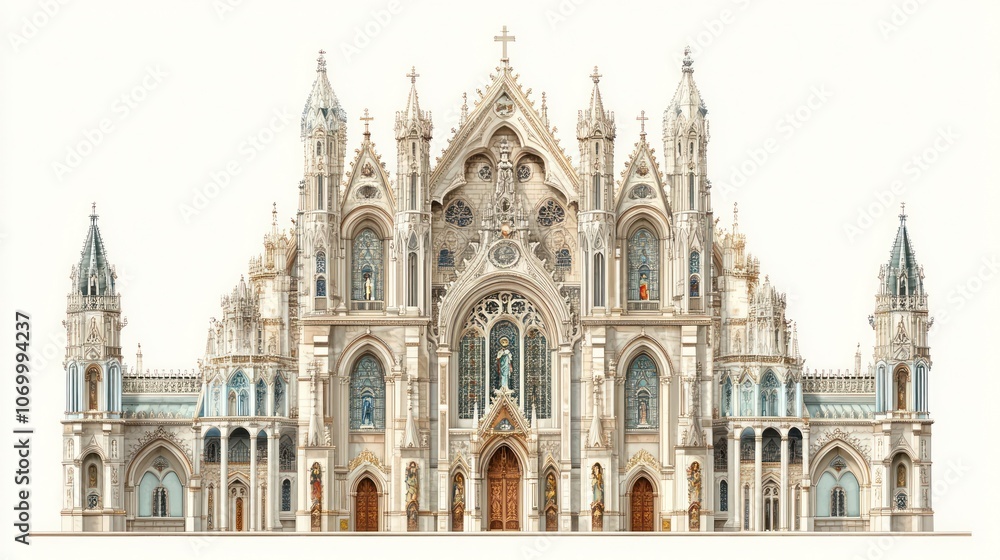 Naklejka premium A large, ornate cathedral with intricate details and a grand facade.