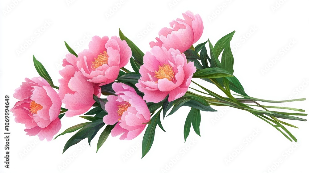 Obraz premium Beautiful Peony Watercolor Illustration