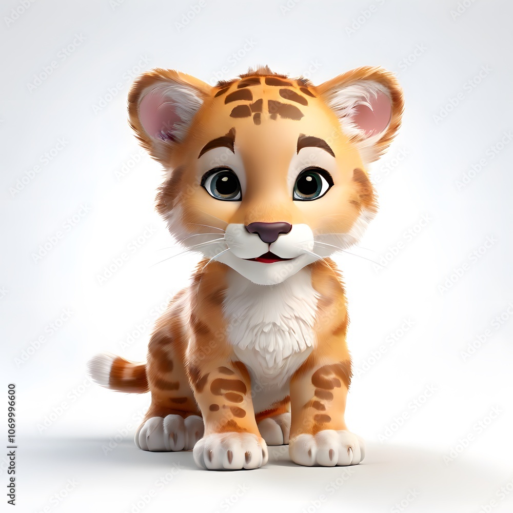Fototapeta premium A beautiful cute animal for children story concept on a white background