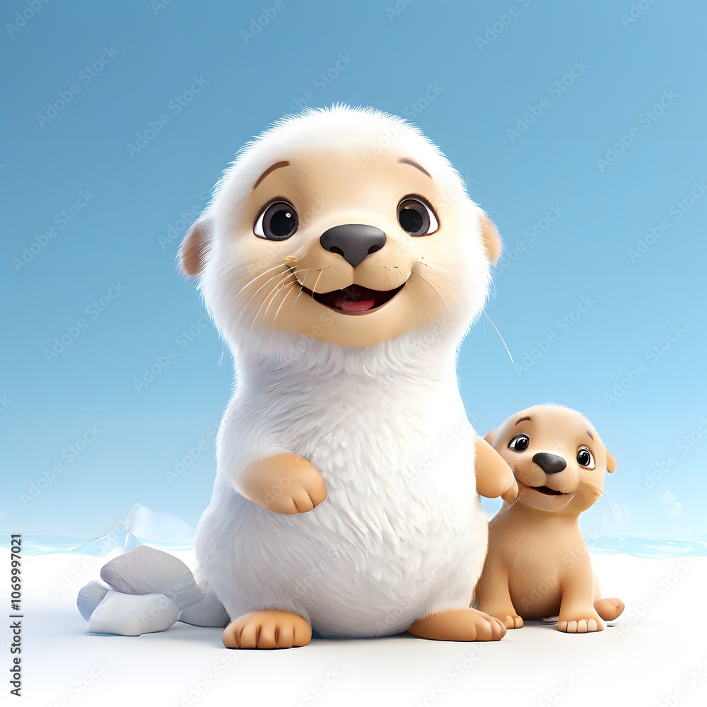 A beautiful cute animal for children story concept on a white background A beautiful cute animal for children story concept on a white background
