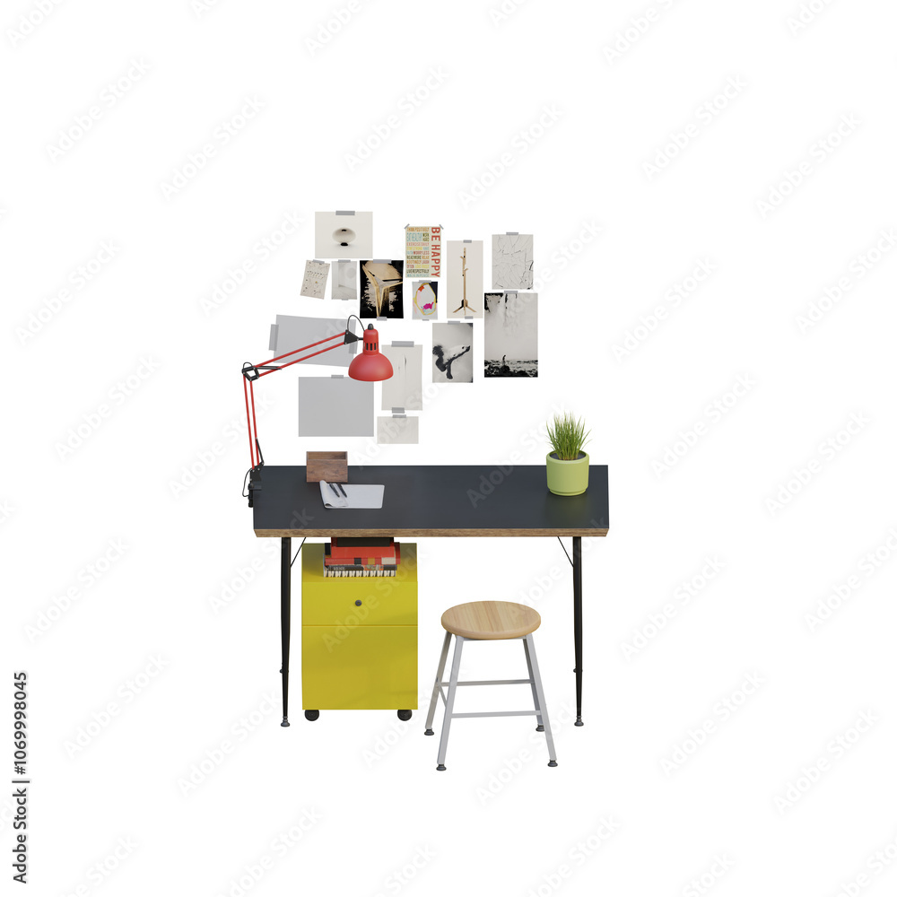 Fototapeta premium 3D Renders - Office Table with Frames